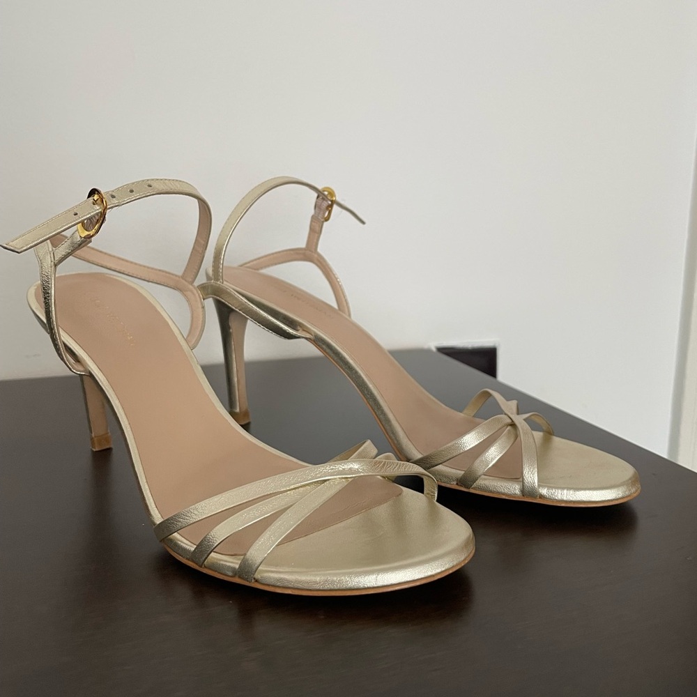 Elegant Champagne Gold Strappy Heels